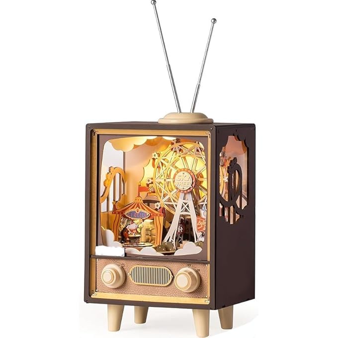 3D WOODEN PUZZLE, 16" / 40.5 CM FERRIS WHEEL MUSIC BOX WITH LED, SUNSET CARNIVAL DIY BOOK NOOK KIT, MODEL BUILDING SET, CRAFTS FOR ADULTS, GIFTS FOR GIRLS & BOYS - Image 1